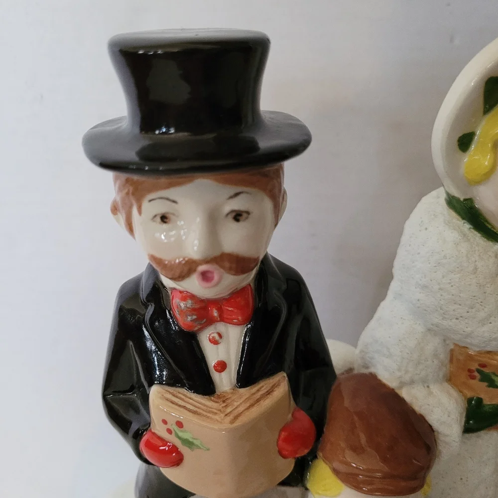 Vintage Victorian Christmas Carolers Family Handpainted Xmas Home Decor